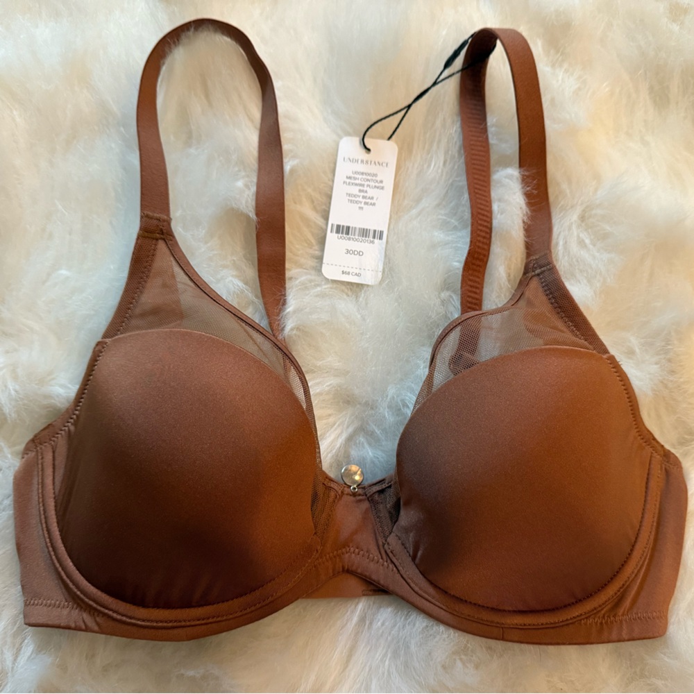 Understance Mesh Contour Flexwire Plunge Bra Brown 30DD
